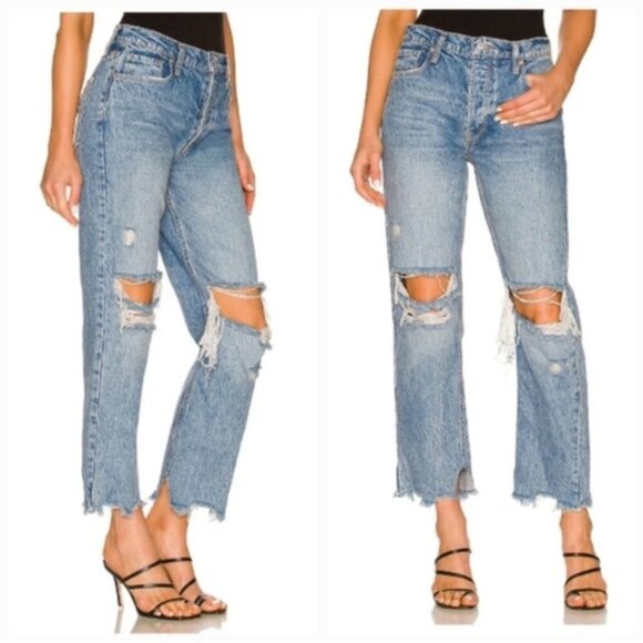 We The Free | Women Tapered Baggy High Rise Boyfriend Jeans Size 25 Distressed - Picture 1 of 12